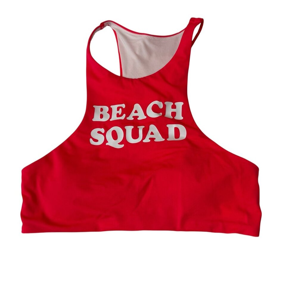 Victoria's Secret Swimsuit Top Hot Neon Pink. Beach Squad.  High Neck Sz M